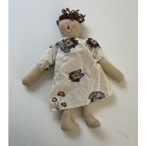 Vintage Handmade Primitive Style Cloth Rag Doll Folk Art Inscribed 12”